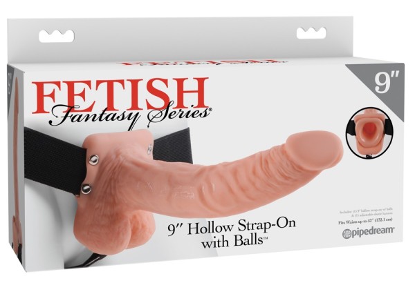 Umschnall-Dildo mit Hoden - Innen hohl - Gesamtlänge 24 cm - Hautfarben - vergleichen und g&uuml;nstig kaufen